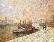Armand guillaumin Barges in the Snow oil